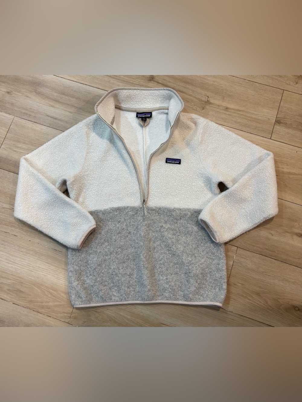 Patagonia Small S Reclaimed Wool Fleece 1/2 Zip Pullover W’s Birch White Grey